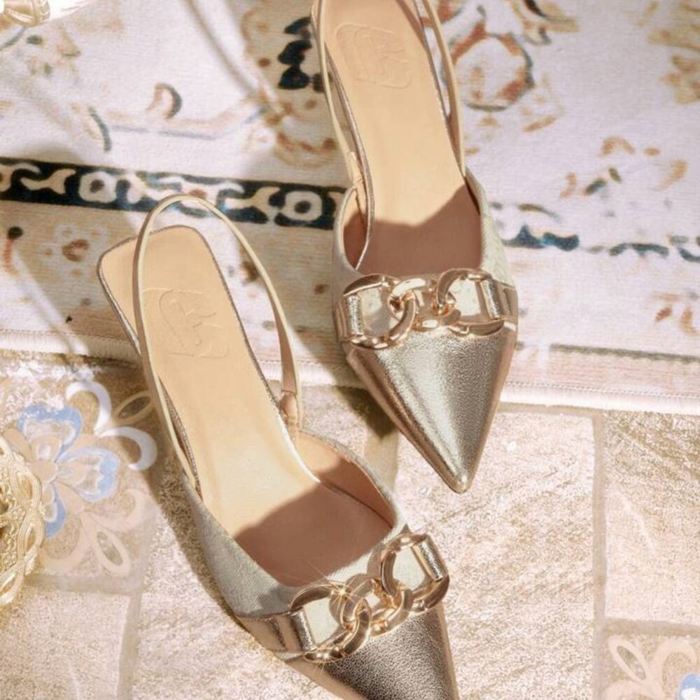 Women's Vintage Floral Patchwork Slingback Kitten Heels